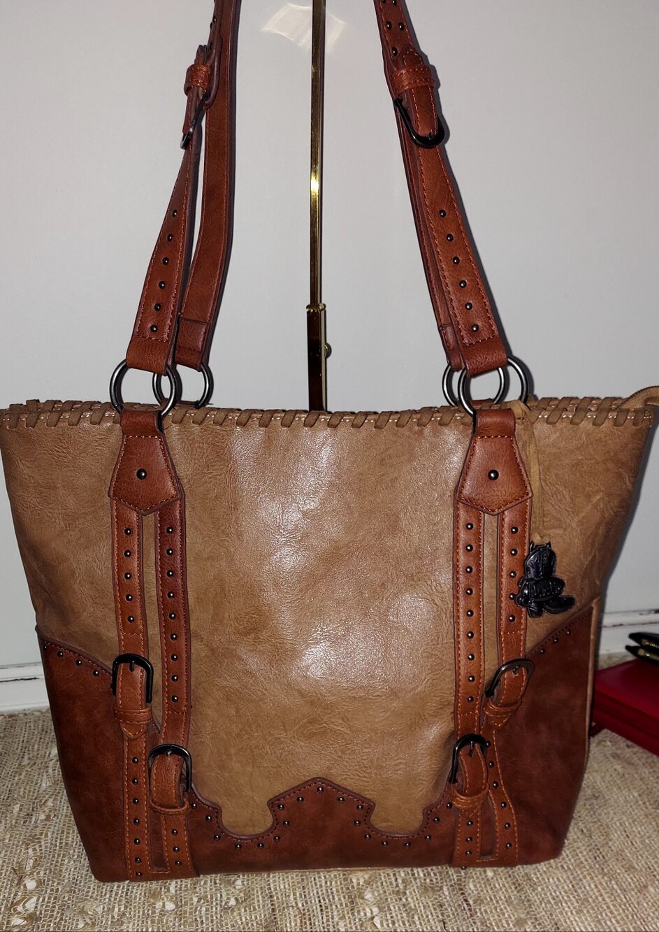 Justin Boots  Two-Tone Brown Tote Bag - Stylish Everyday Conceal & Carry